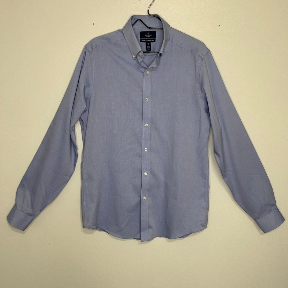 Button Down Tailored Dress Shirt Mens 15.5 Office Corporate Career Business